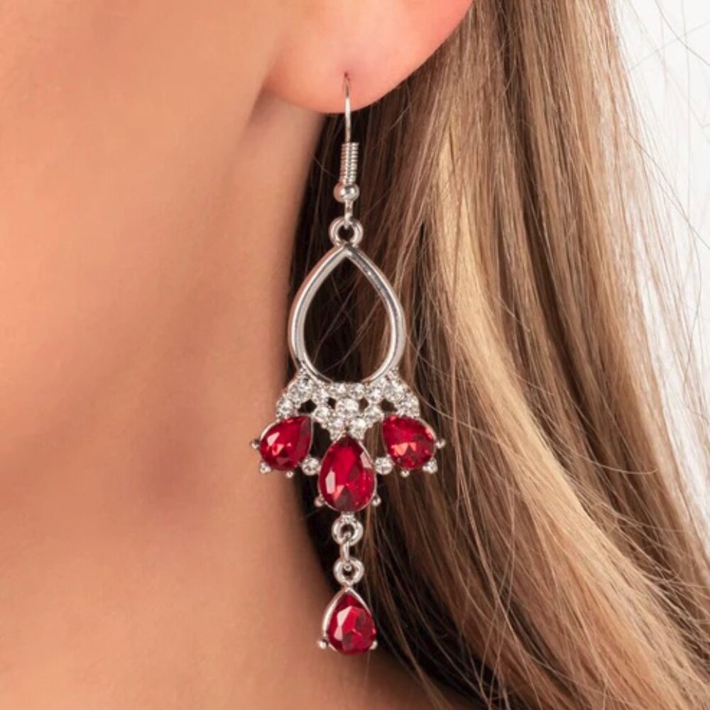 Paparazzi Jewelry Accessories - Coming in Clutch - Red Earrings - Vintage